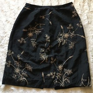 Ann Taylor Floral Black Mini Skirt